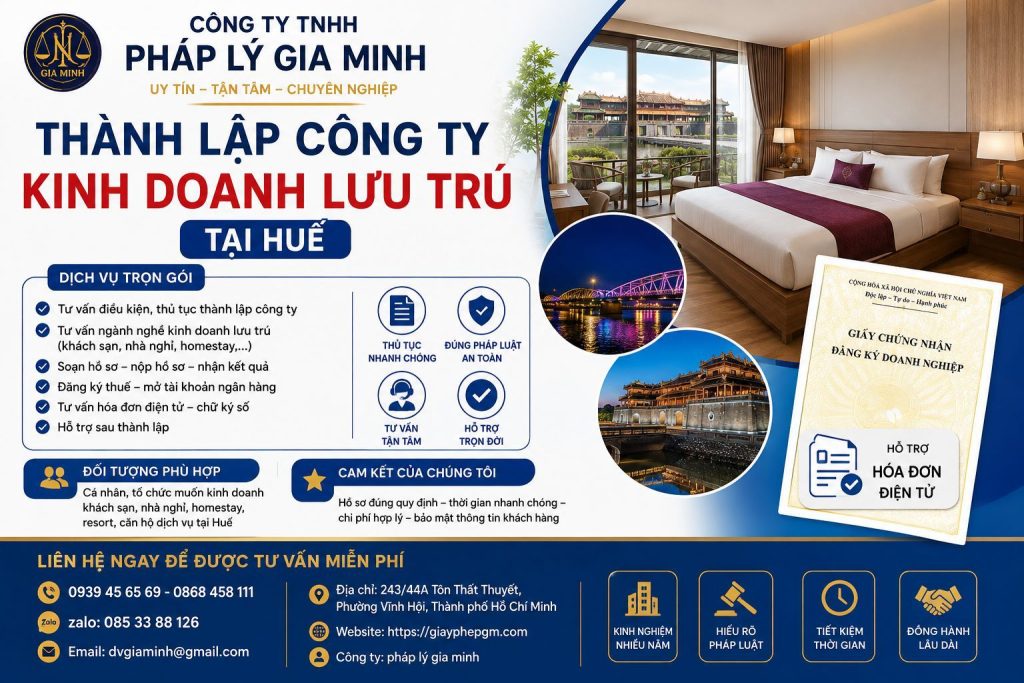 Thành lập công ty kinh doanh lưu trú tại Huế