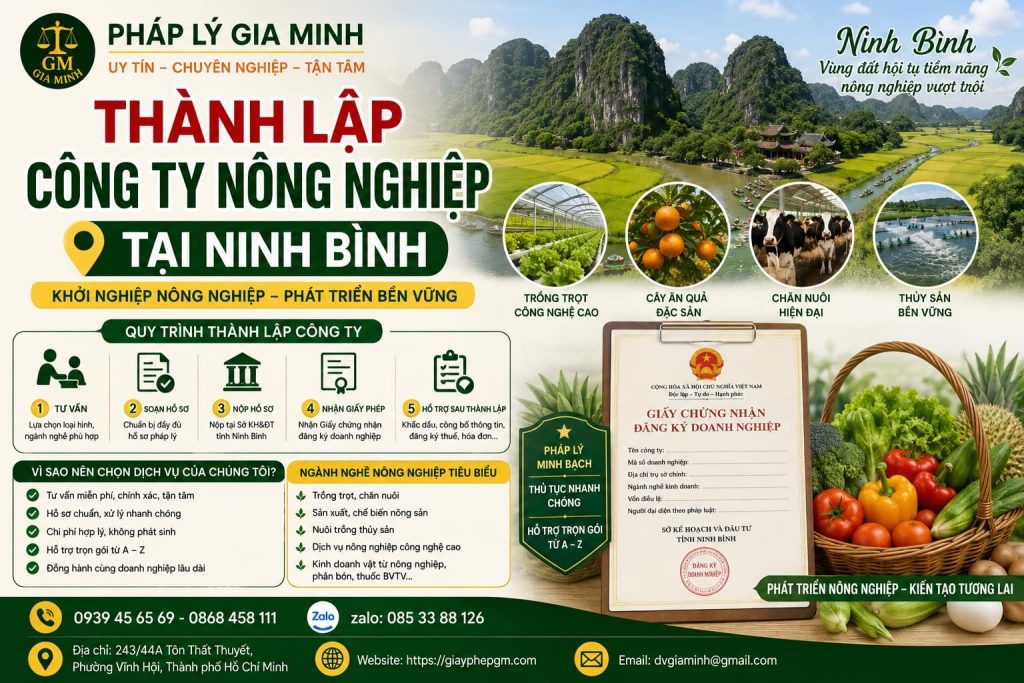 Thành lập công ty nông nghiệp tại Ninh Bình