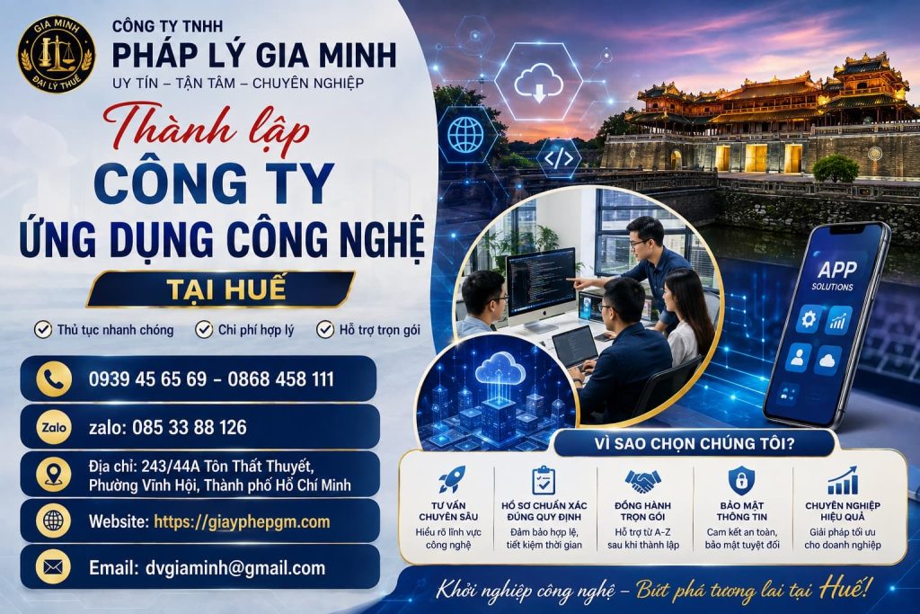 Thành lập công ty ứng dụng công nghệ tại Huế – Từ ý tưởng đổi mới đến mô hình kinh doanh thực tế 1 Thành lập công ty ứng dụng công nghệ tại Huế
