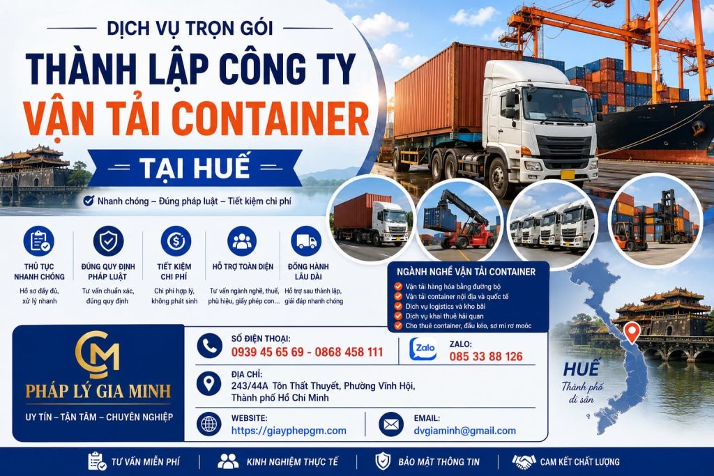 Thành lập công ty vận tải container tại Huế