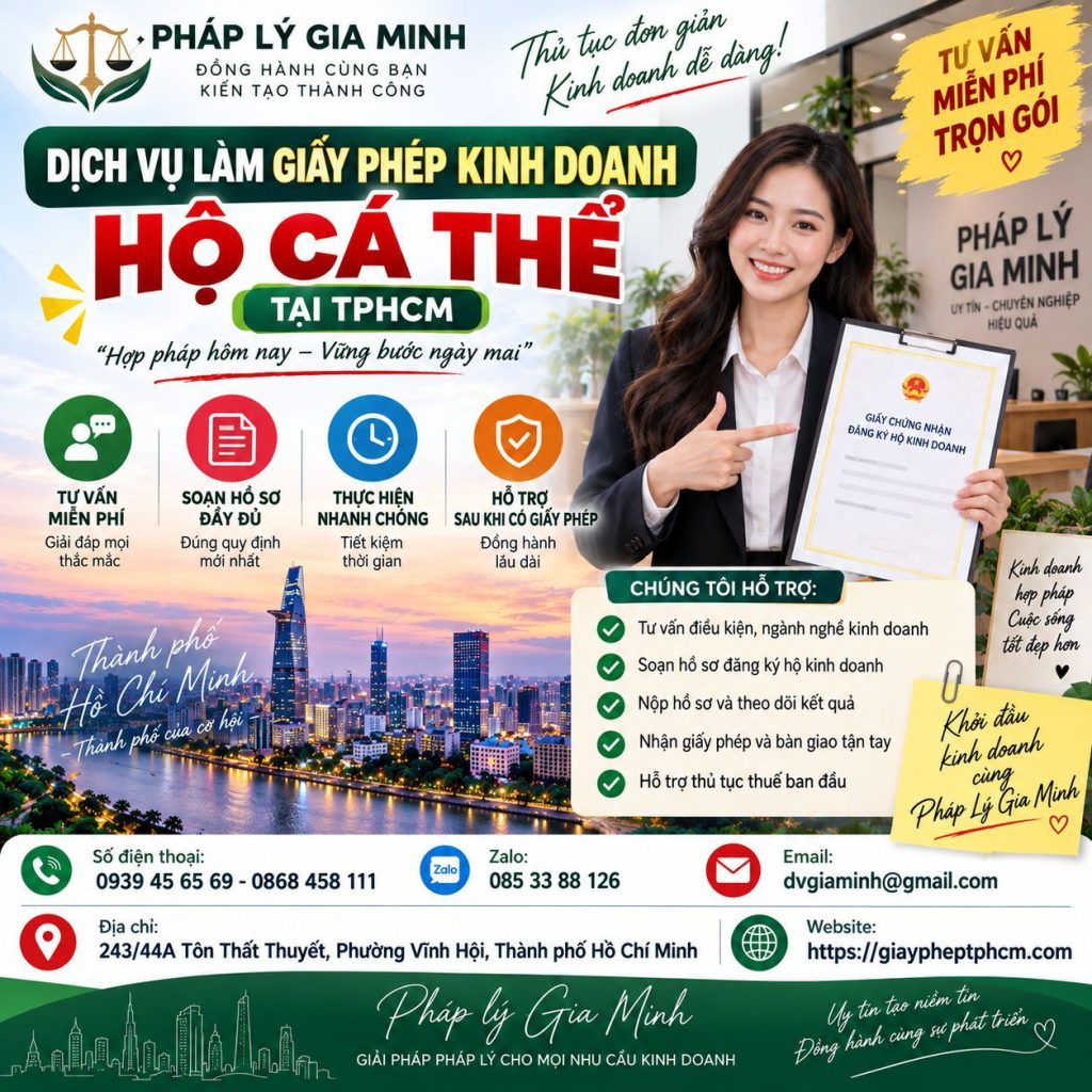 Dịch vụ làm giấy phép kinh doanh hộ cá thể tại TPHCM nhanh chóng, đúng quy định 1 Dịch vụ làm giấy phép kinh doanh hộ cá thể tại TPHCM