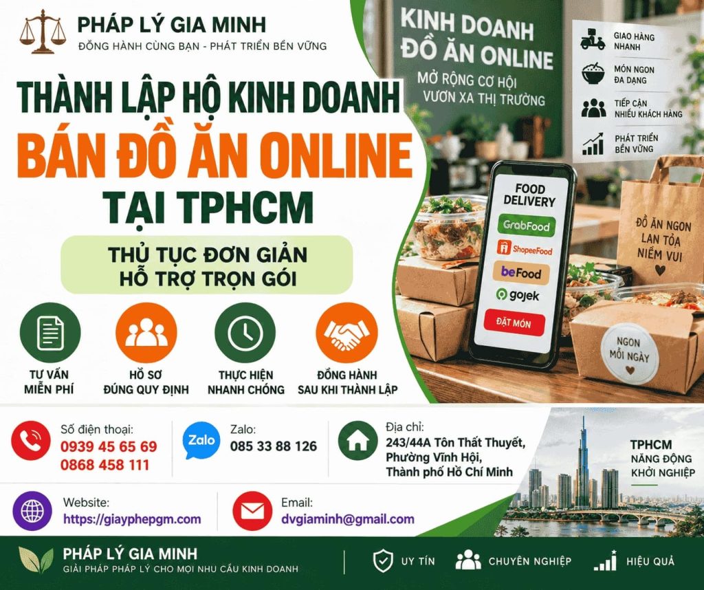 Thành lập hộ kinh doanh bán đồ ăn online tại TPHCM