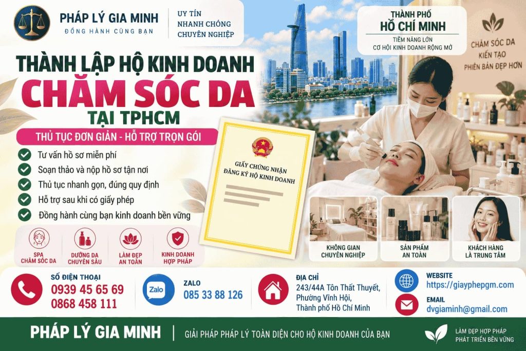 Thành lập hộ kinh doanh chăm sóc da tại TPHCM – Điều kiện, ngành nghề và giấy phép cần biết 1 Thành lập hộ kinh doanh chăm sóc da tại TPHCM