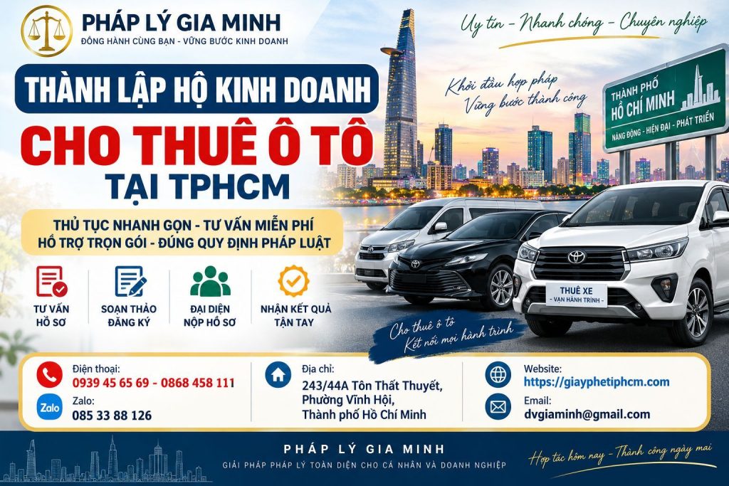 Thành lập hộ kinh doanh cho thuê ô tô tại TPHCM – Điều kiện, hồ sơ và thủ tục 1 Thành lập hộ kinh doanh cho thuê ô tô tại TPHCM