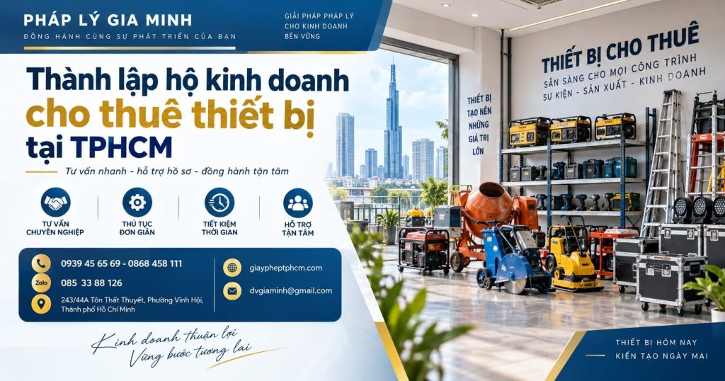 Thành lập hộ kinh doanh cho thuê thiết bị tại TPHCM – Hồ sơ, thủ tục và lưu ý cần biết 1 Thành lập hộ kinh doanh cho thuê thiết bị tại TPHCM