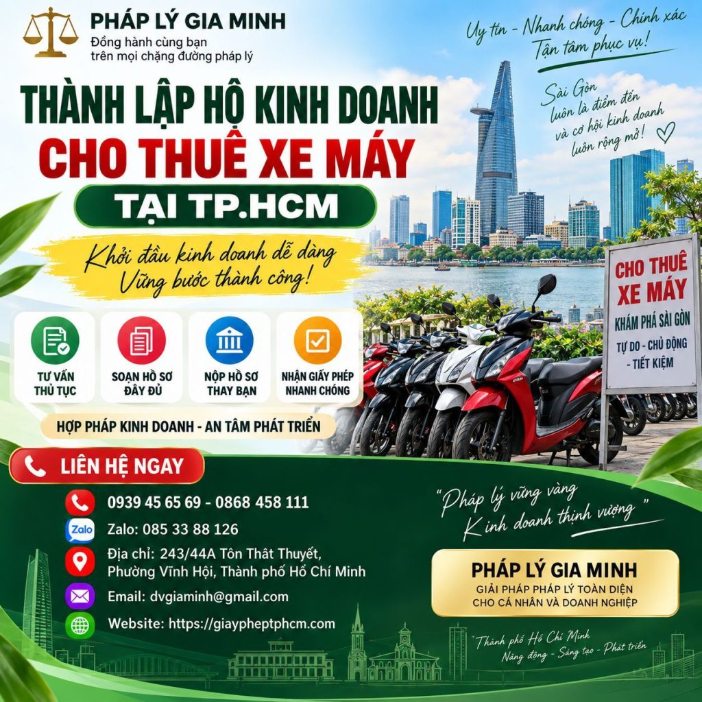 Thành lập hộ kinh doanh cho thuê xe máy tại TPHCM – Thủ tục, hồ sơ và kinh nghiệm thực tế 1 Thành lập hộ kinh doanh cho thuê xe máy tại TPHCM