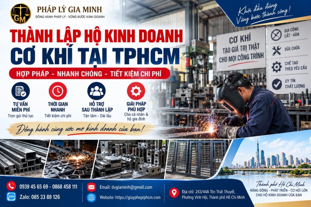 Thành lập hộ kinh doanh cơ khí tại TPHCM – Điều kiện, hồ sơ và thủ tục 1 Thành lập hộ kinh doanh cơ khí tại TPHCM