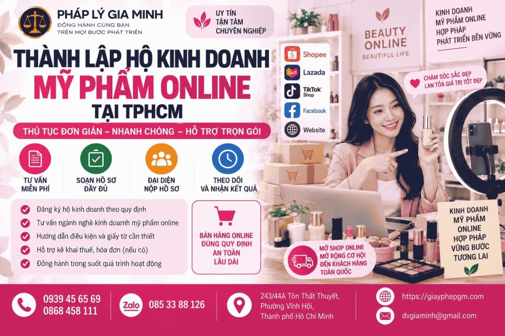 Thành lập hộ kinh doanh mỹ phẩm online tại TPHCM nhanh chóng, đúng quy định 1 Thành lập hộ kinh doanh mỹ phẩm online tại TPHCM