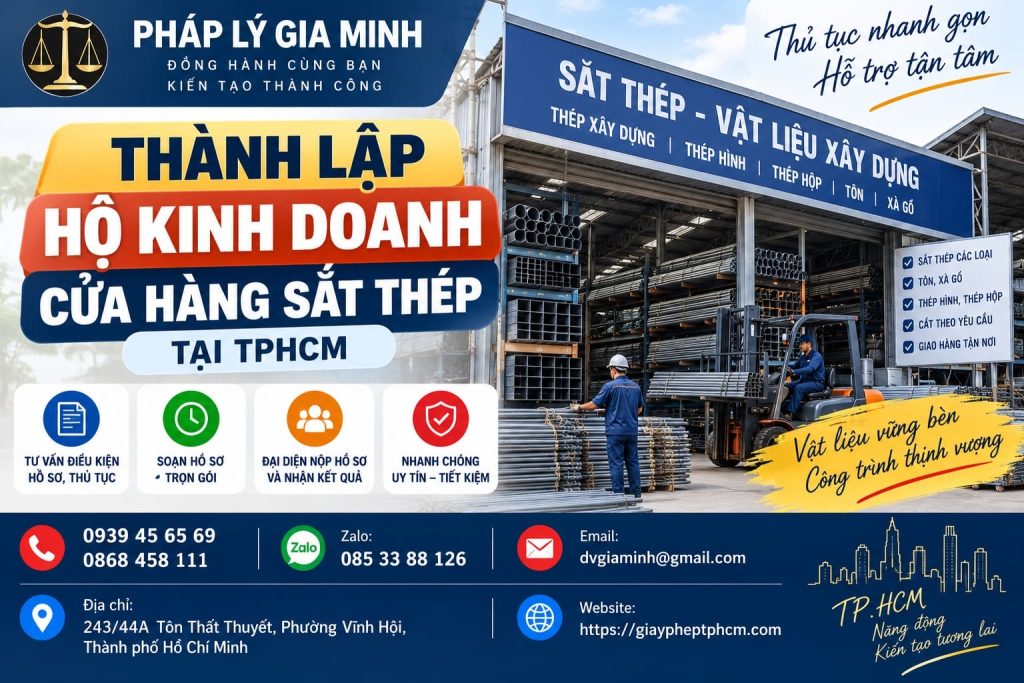 Thành lập hộ kinh doanh cửa hàng sắt thép tại TPHCM