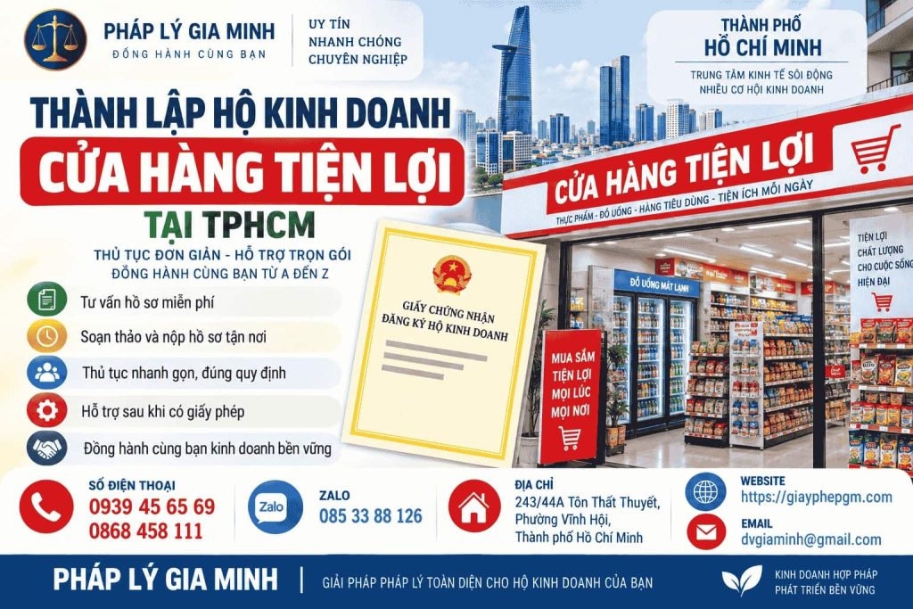 Thành lập hộ kinh doanh cửa hàng tiện lợi tại TPHCM – Điều kiện, ngành nghề và giấy phép liên quan 1 Thành lập hộ kinh doanh cửa hàng tiện lợi tại TPHCM