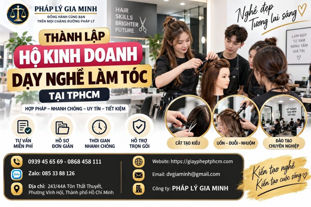 Thành lập hộ kinh doanh dạy nghề làm tóc tại TPHCM