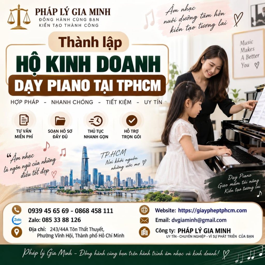 Thành lập hộ kinh doanh dạy piano tại TPHCM