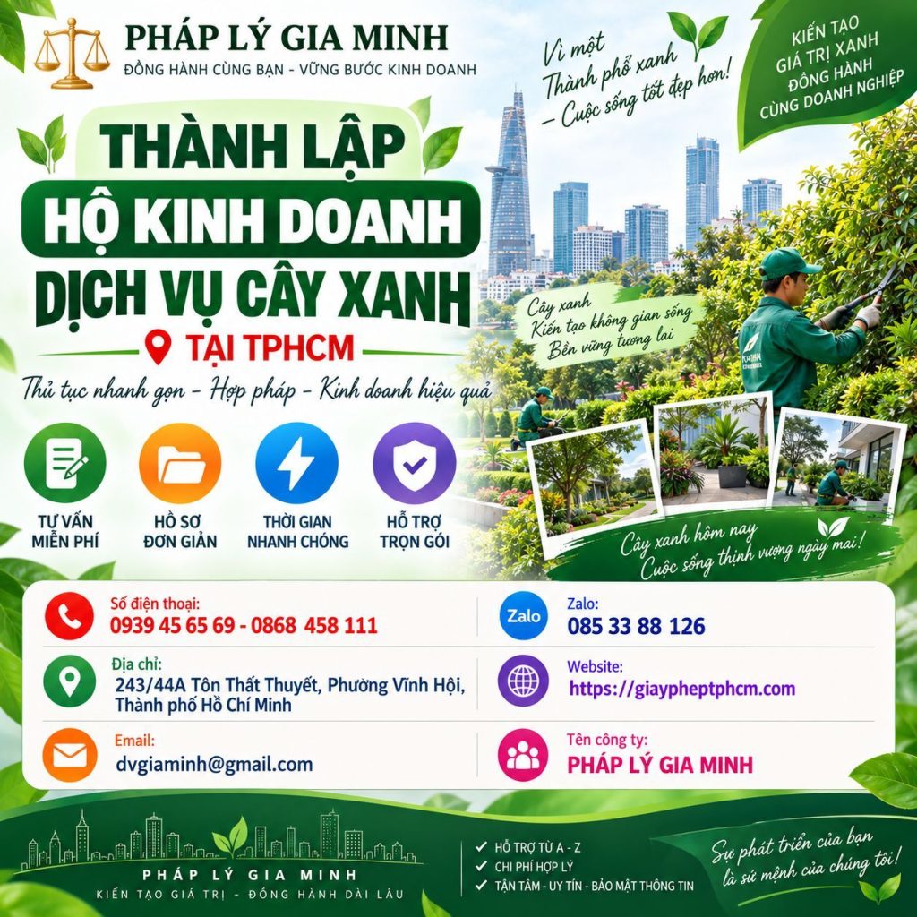 Thành lập hộ kinh doanh dịch vụ cây xanh tại TPHCM: Điều kiện, hồ sơ và thủ tục 1 Thành lập hộ kinh doanh dịch vụ cây xanh tại TPHCM