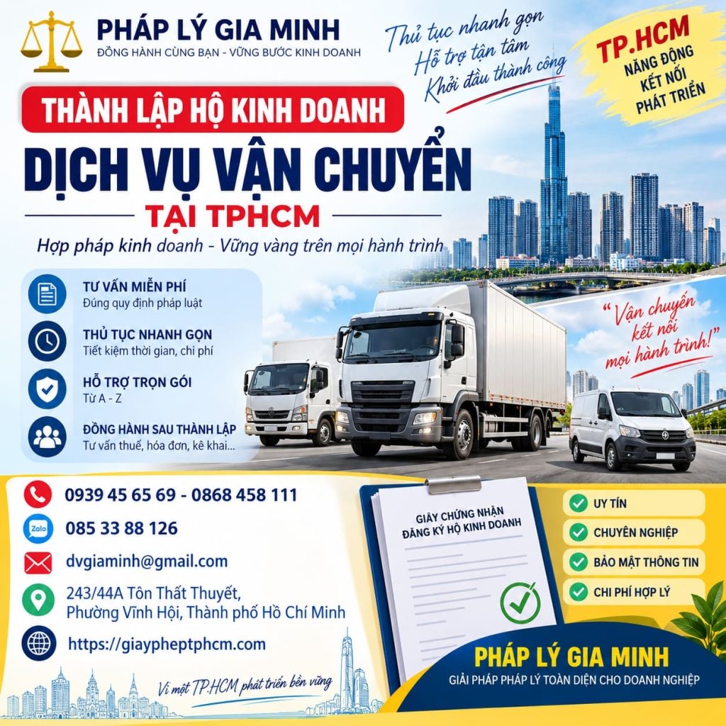 Thành lập hộ kinh doanh dịch vụ vận chuyển tại TPHCM