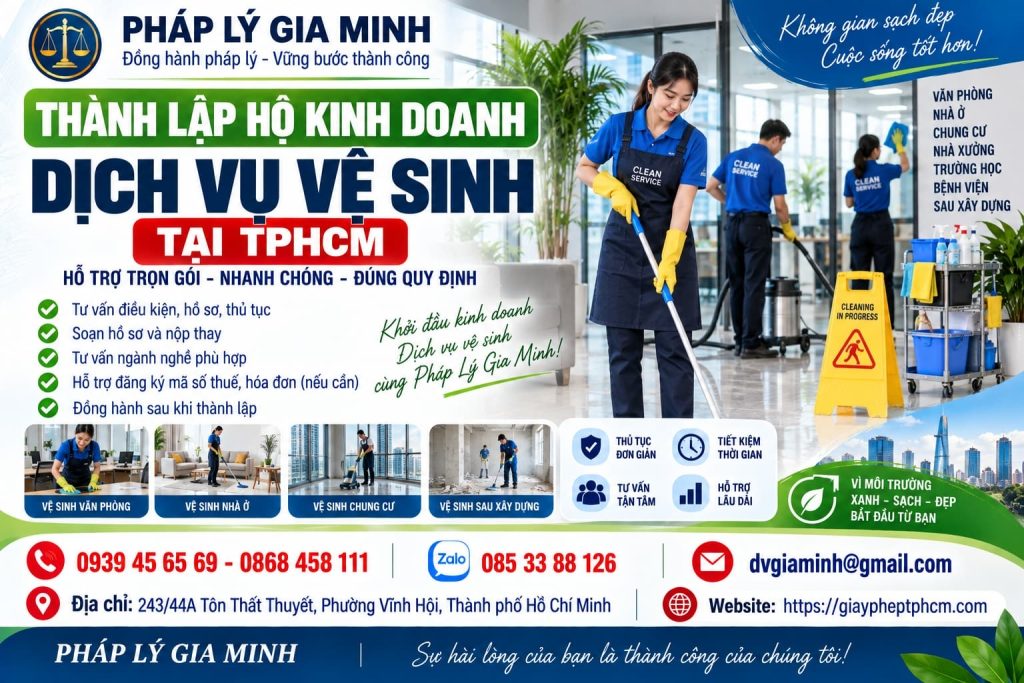 Thành lập hộ kinh doanh dịch vụ vệ sinh tại TPHCM