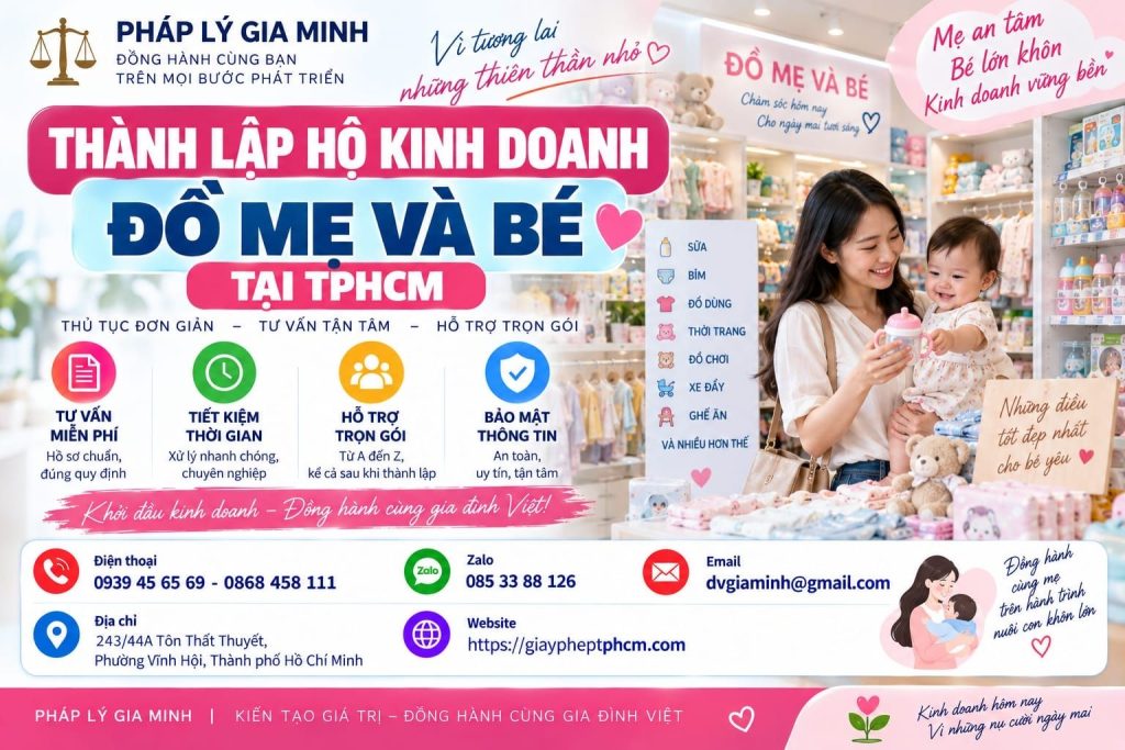 Thành lập hộ kinh doanh đồ mẹ và bé tại TPHCM – hồ sơ, thủ tục và lưu ý 1 Thành lập hộ kinh doanh đồ mẹ và bé tại TPHCM