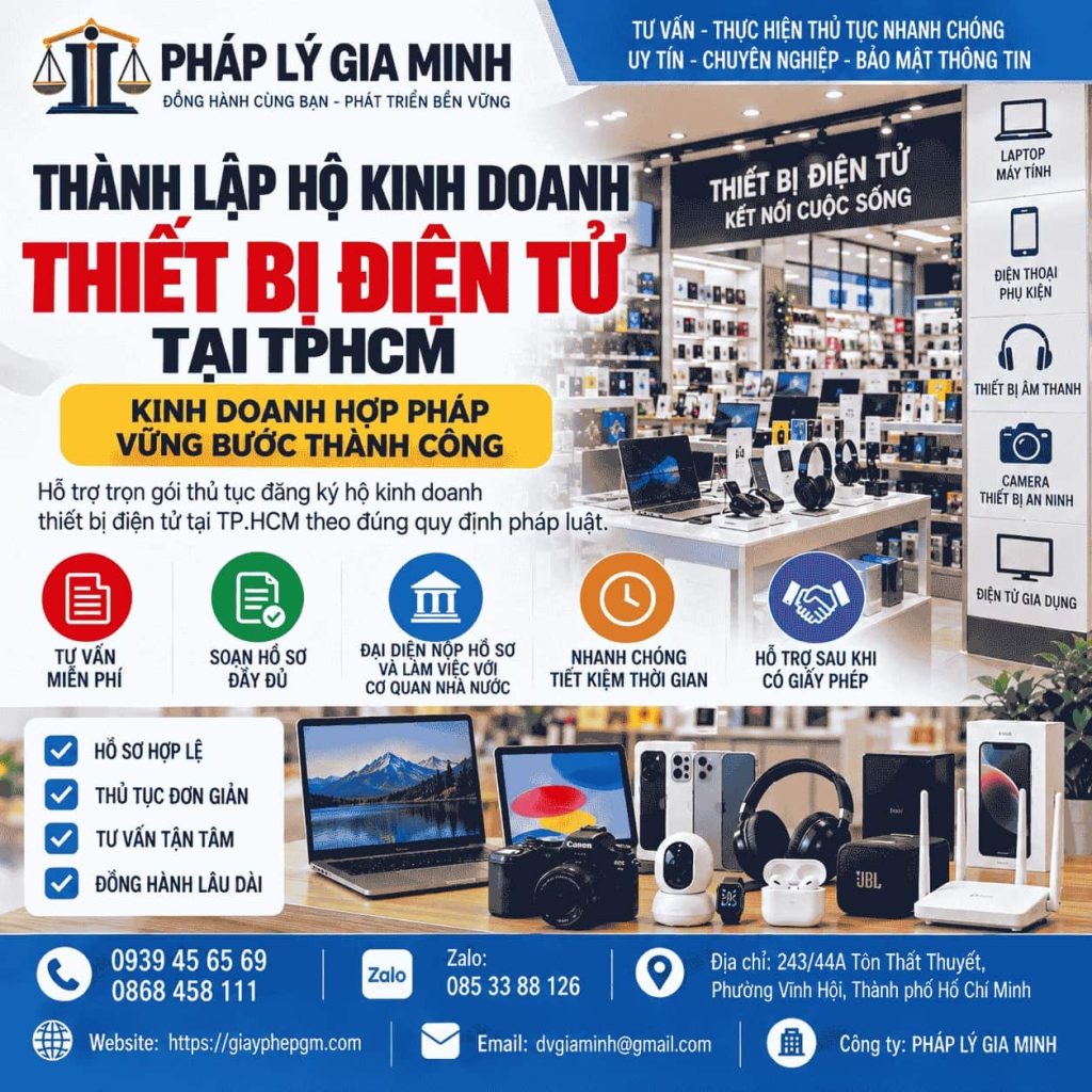 Thành lập hộ kinh doanh thiết bị điện tử tại TPHCM