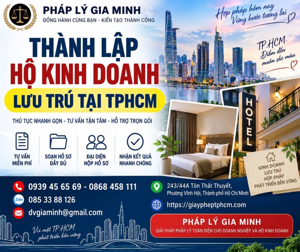 Thành lập hộ kinh doanh lưu trú tại TPHCM – Hồ sơ, điều kiện và thủ tục cần biết 1 Thành lập hộ kinh doanh lưu trú tại TPHCM
