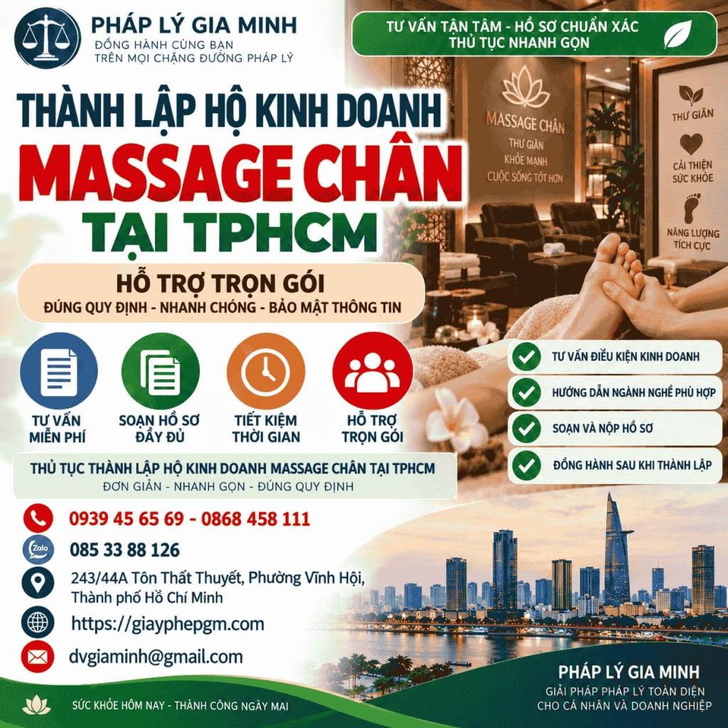 Thành lập hộ kinh doanh massage chân tại TPHCM