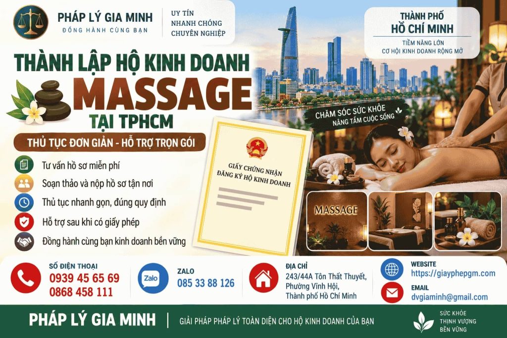Thành lập hộ kinh doanh massage tại TPHCM – Điều kiện, ngành nghề và giấy phép cần biết 1 Thành lập hộ kinh doanh massage tại TPHCM