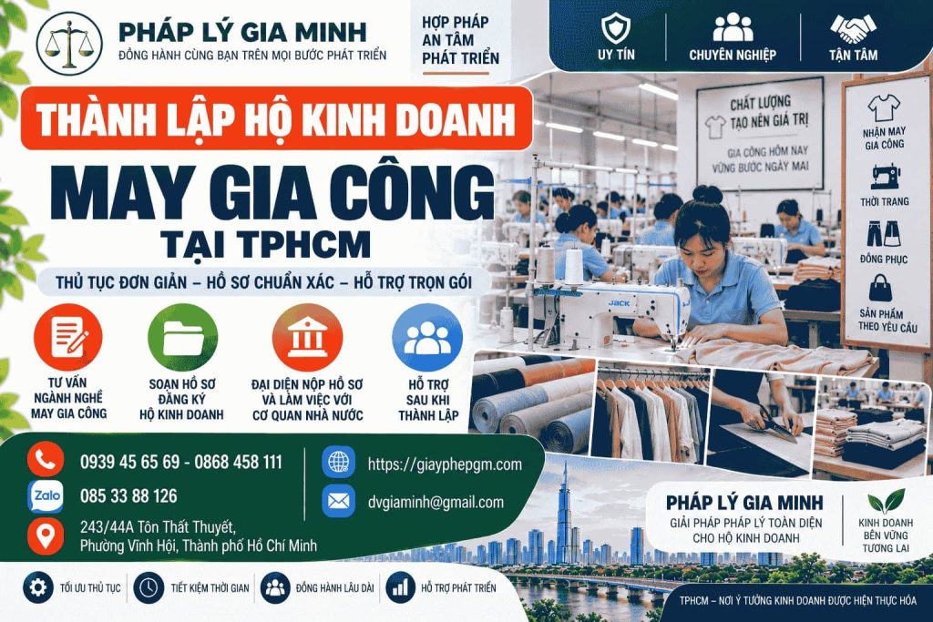 Thành lập hộ kinh doanh may gia công tại TPHCM