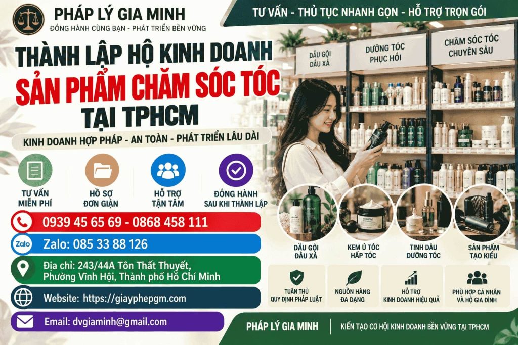 Thành lập hộ kinh doanh sản phẩm chăm sóc tóc tại TPHCM