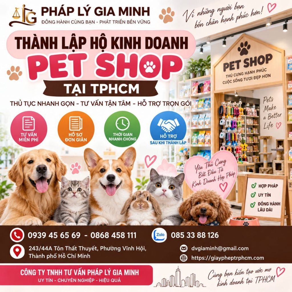 Thành lập hộ kinh doanh pet shop tại TPHCM – Hồ sơ, thủ tục và điều kiện cần biết 1 Thành lập hộ kinh doanh pet shop tại TPHCM