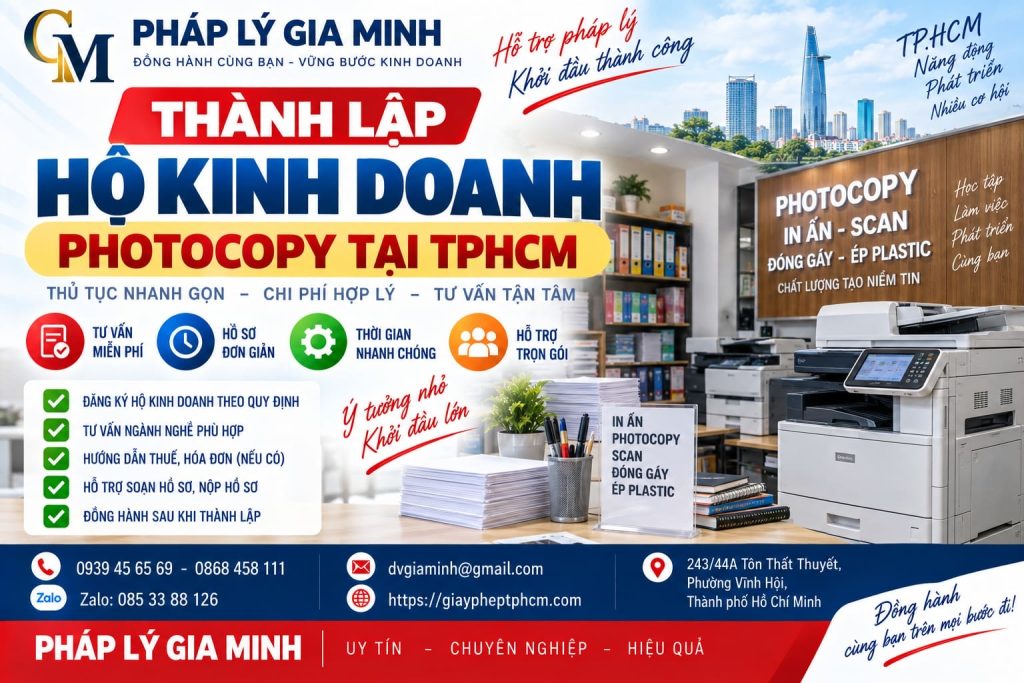 Thành lập hộ kinh doanh photocopy tại TPHCM