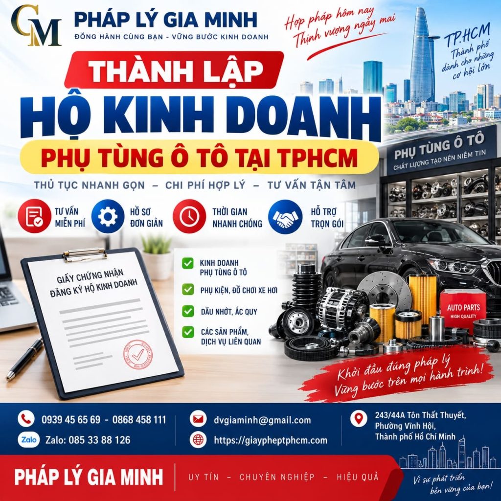 Thành lập hộ kinh doanh phụ tùng ô tô tại TPHCM 1 Thành lập hộ kinh doanh phụ tùng ô tô tại TPHCM