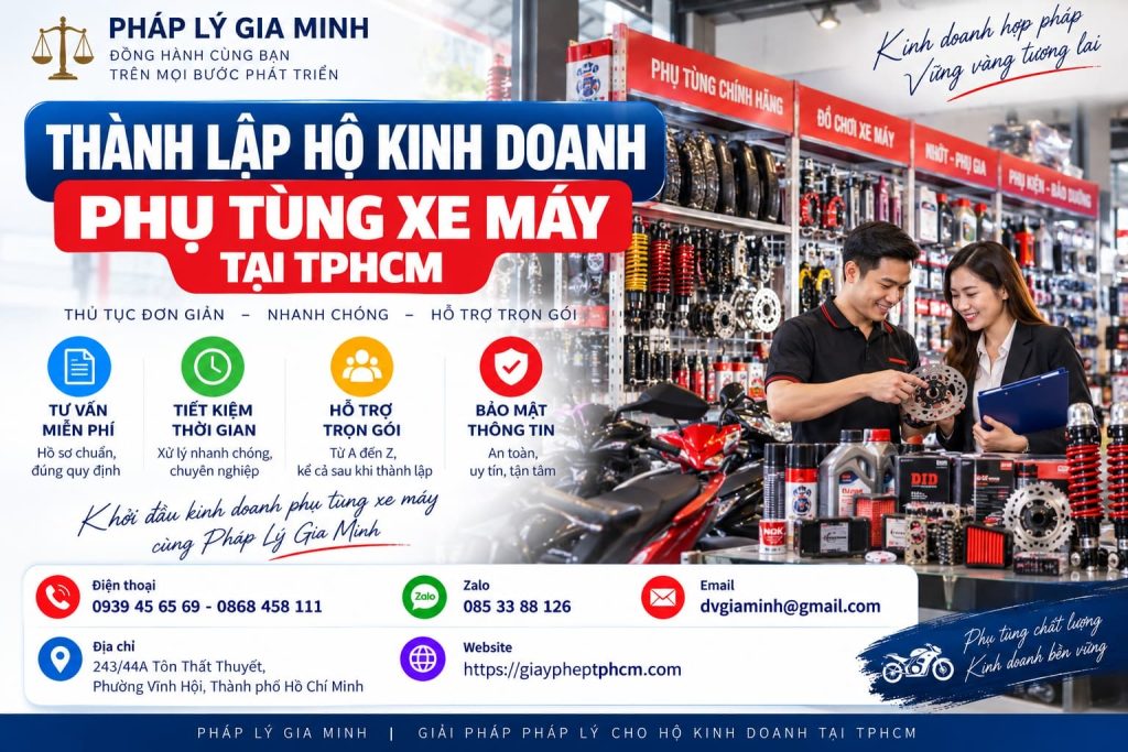 Thành lập hộ kinh doanh phụ tùng xe máy tại TPHCM