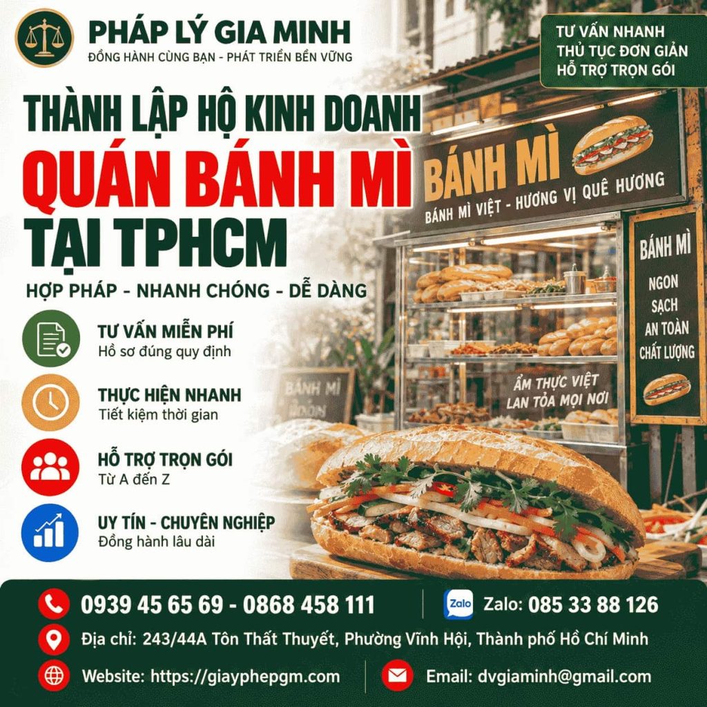 Thành lập hộ kinh doanh quán bánh mì tại TPHCM – Điều kiện, ngành nghề và giấy phép cần biết 1 Thành lập hộ kinh doanh quán bánh mì tại TPHCM