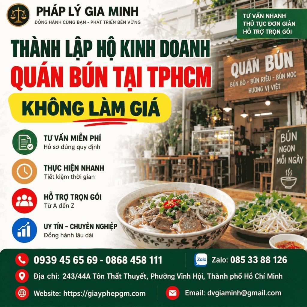 Thành lập hộ kinh doanh quán bún tại TPHCM