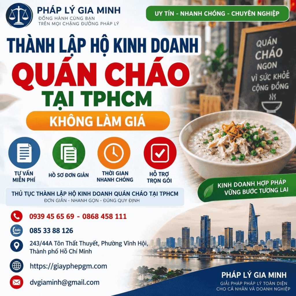 Thành lập hộ kinh doanh quán cháo tại TPHCM