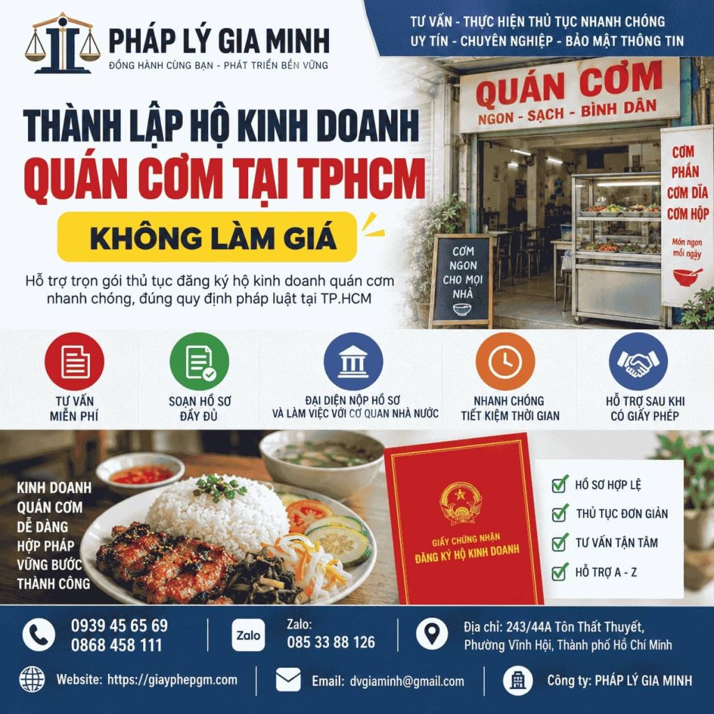 Thành lập hộ kinh doanh quán cơm tại TPHCM – Điều kiện, ngành nghề và giấy phép cần biết 1 Thành lập hộ kinh doanh quán cơm tại TPHCM