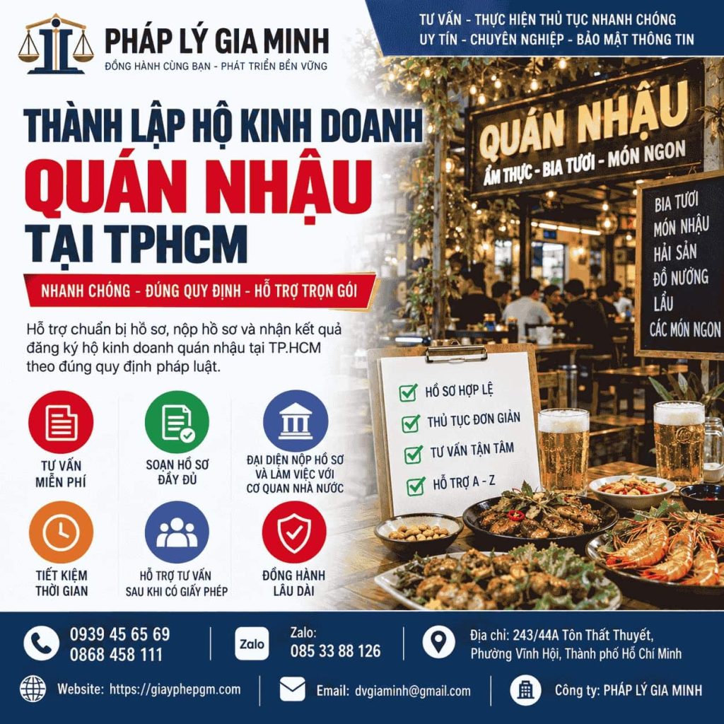 Thành lập hộ kinh doanh quán nhậu tại TPHCM nhanh chóng, đúng quy định 1 Thành lập hộ kinh doanh quán nhậu tại TPHCM