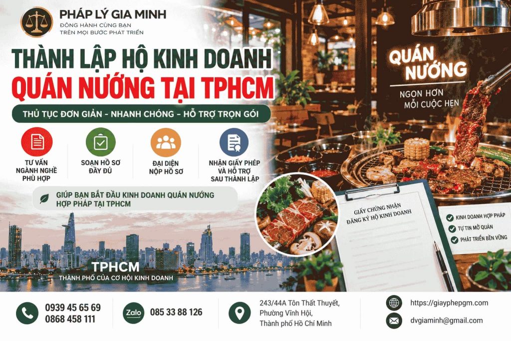 Thành lập hộ kinh doanh quán nướng tại TPHCM