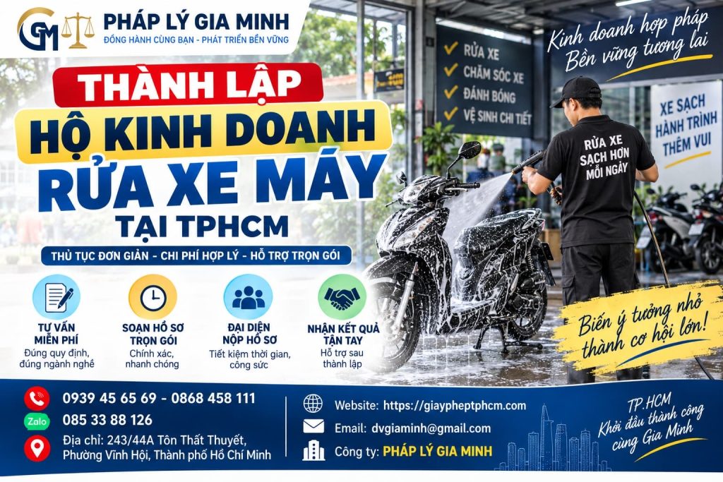 Thành lập hộ kinh doanh rửa xe máy tại TPHCM