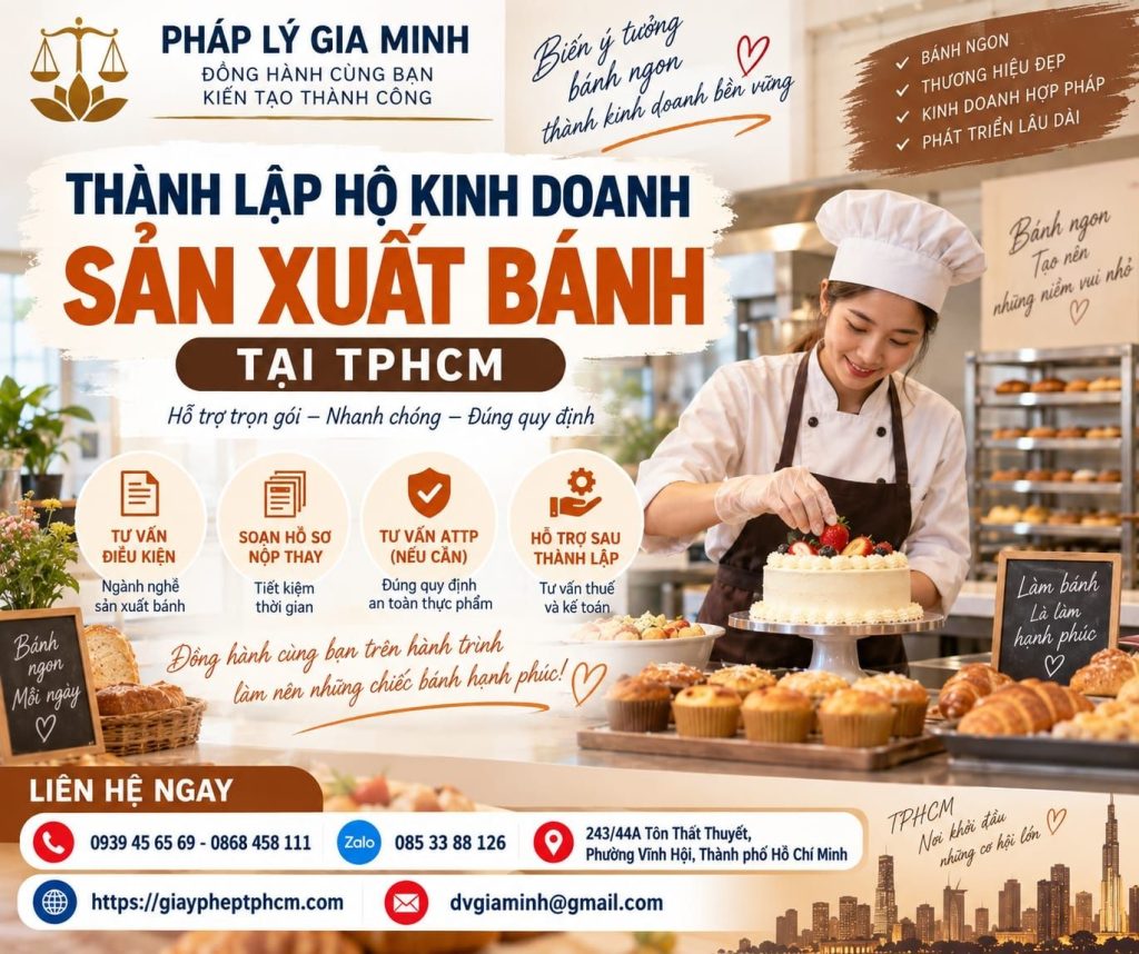 Thành lập hộ kinh doanh sản xuất bánh tại TPHCM – Hồ sơ, thủ tục và điều kiện cần biết 1 Thành lập hộ kinh doanh sản xuất bánh tại TPHCM