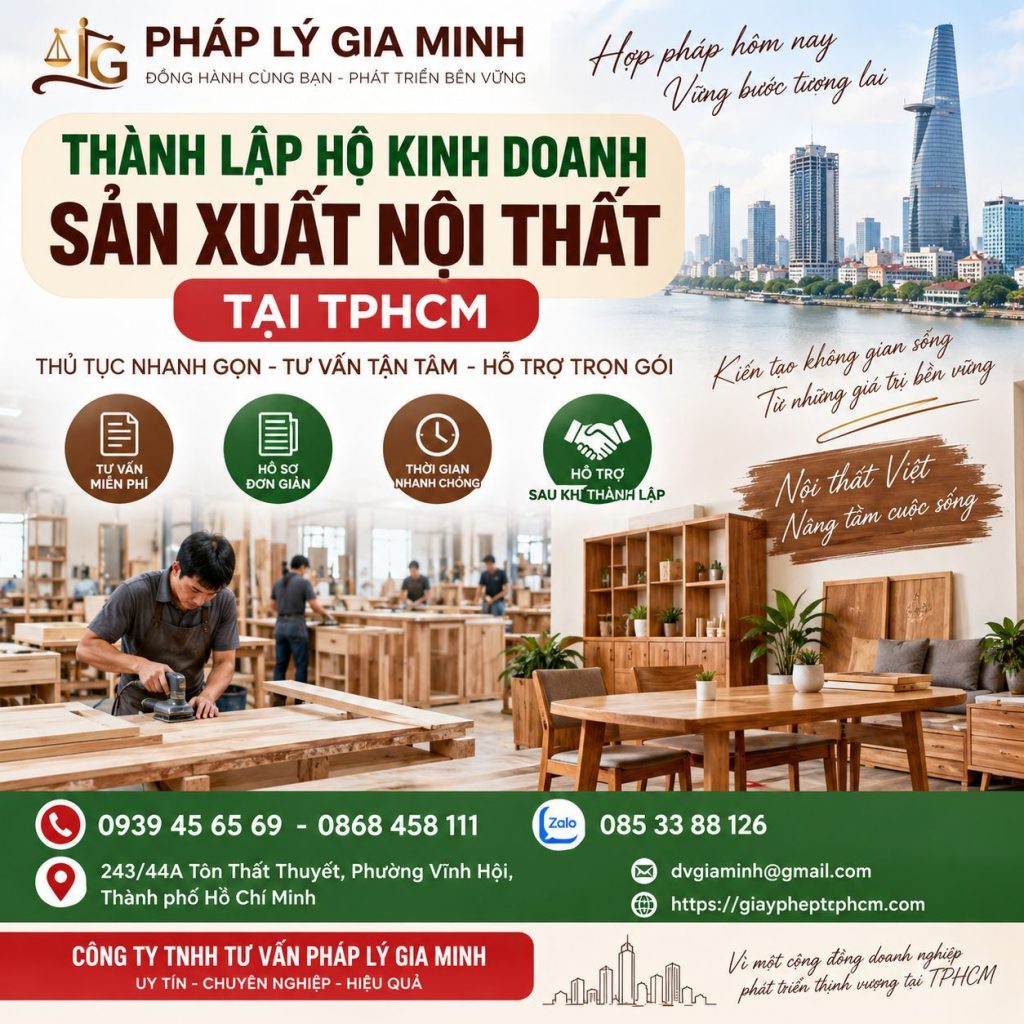 Thành lập hộ kinh doanh sản xuất nội thất tại TPHCM: Điều kiện, hồ sơ và thủ tục cần biết 1 Thành lập hộ kinh doanh sản xuất nội thất tại TPHCM