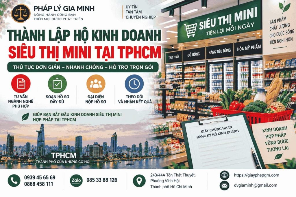Thành lập hộ kinh doanh siêu thị mini tại TPHCM – Hồ sơ, ngành nghề và thủ tục mới nhất 1 Thành lập hộ kinh doanh siêu thị mini tại TPHCM