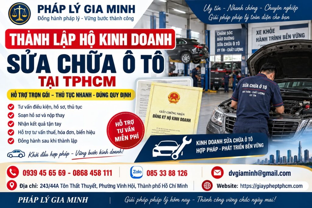 Thành lập hộ kinh doanh sửa chữa ô tô tại TPHCM 1 Thành lập hộ kinh doanh sửa chữa ô tô tại TPHCM