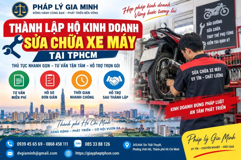 Thành lập hộ kinh doanh sửa chữa xe máy tại TPHCM – Hồ sơ, thủ tục và chi phí 1 Thành lập hộ kinh doanh sửa chữa xe máy tại TPHCM