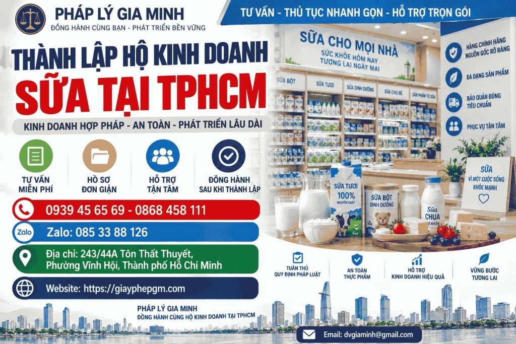 Thành lập hộ kinh doanh sữa tại TPHCM