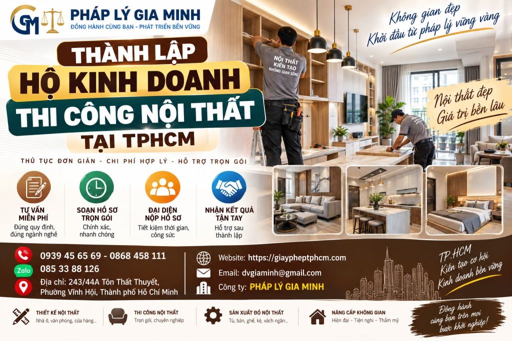 Thành lập hộ kinh doanh thi công nội thất tại TPHCM – Hồ sơ, thủ tục và lưu ý 1 Thành lập hộ kinh doanh thi công nội thất tại TPHCM
