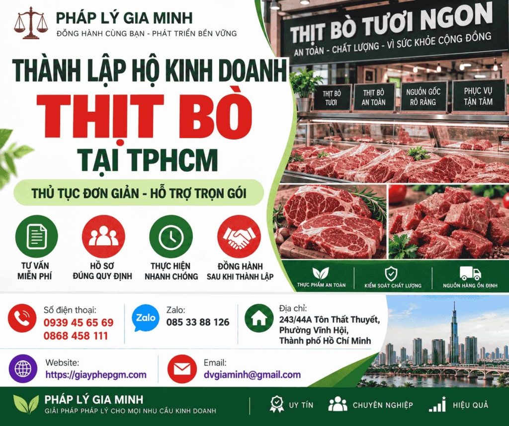 Thành lập hộ kinh doanh thịt bò tại TPHCM – Điều kiện, ngành nghề và giấy phép cần biết 1 Thành lập hộ kinh doanh thịt bò tại TPHCM