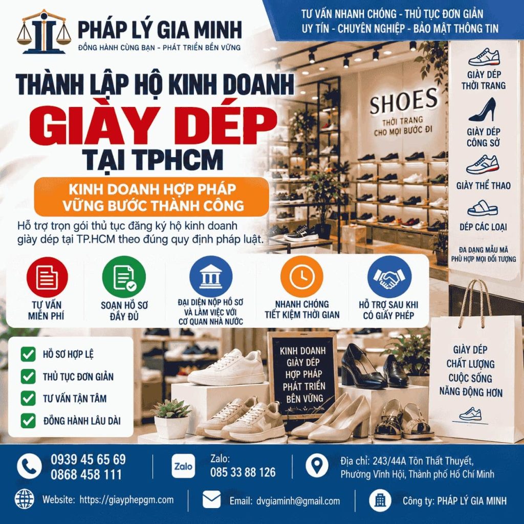 Thành lập hộ kinh doanh giày dép tại TPHCM – Điều kiện, ngành nghề và giấy phép liên quan 1 Thành lập hộ kinh doanh giày dép tại TPHCM