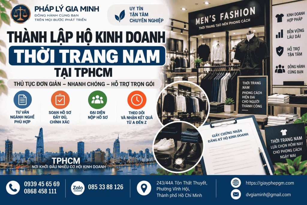 Thành lập hộ kinh doanh thời trang nam tại TPHCM nhanh chóng, đúng quy định 1 Thành lập hộ kinh doanh thời trang nam tại TPHCM