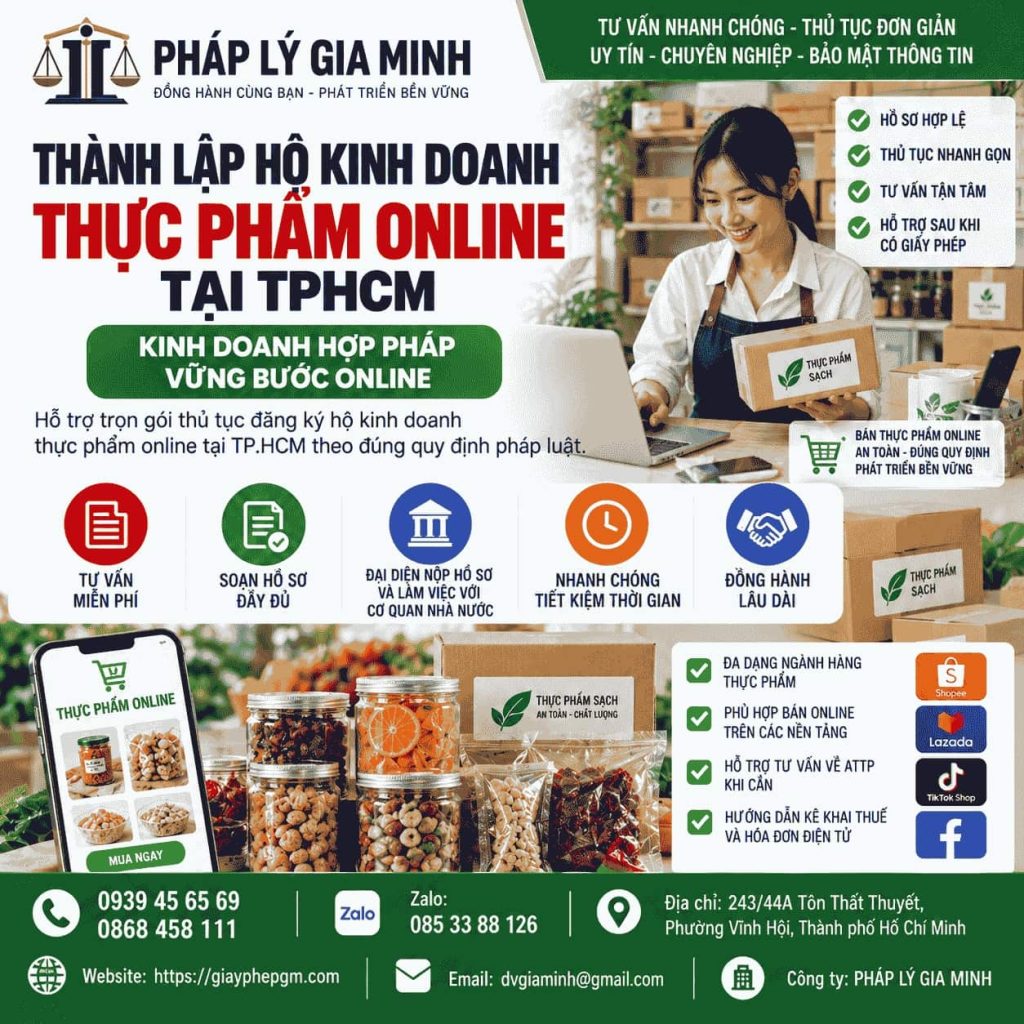 Thành lập hộ kinh doanh thực phẩm online tại TPHCM – Hồ sơ, thủ tục và điều kiện kinh doanh 1 Thành lập hộ kinh doanh thực phẩm online tại TPHCM