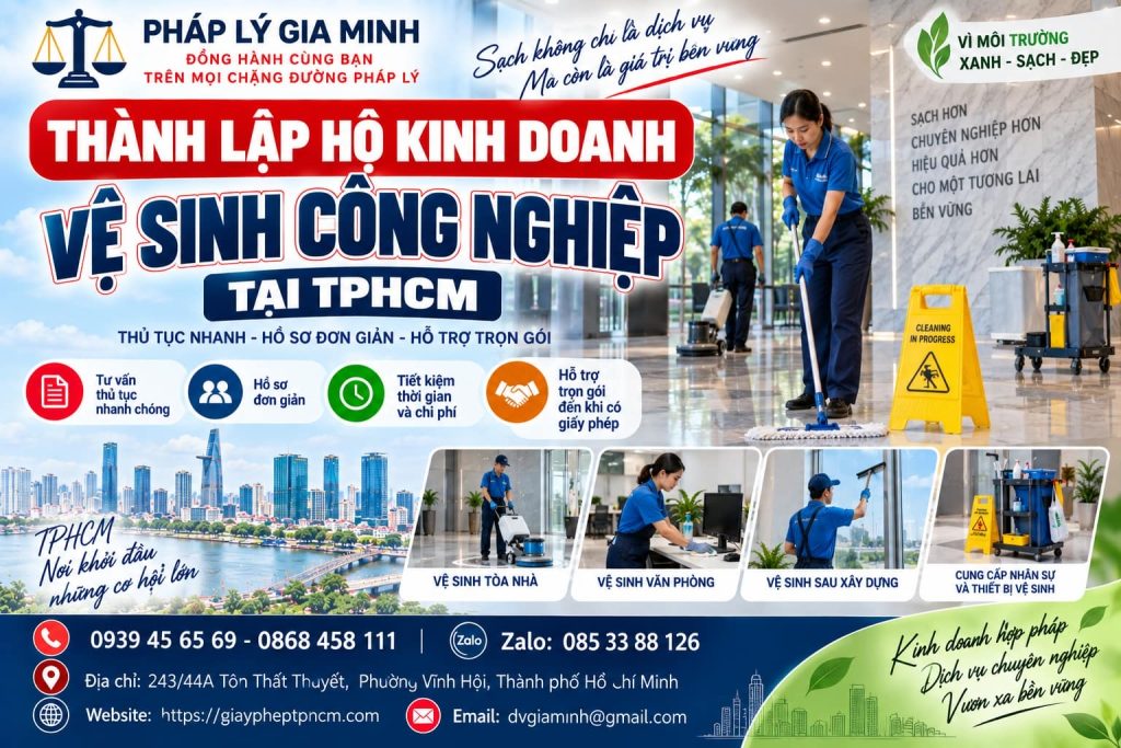 Thành lập hộ kinh doanh vệ sinh công nghiệp tại TPHCM – Điều kiện, hồ sơ và thủ tục cần biết 1 Thành lập hộ kinh doanh vệ sinh công nghiệp tại TPHCM