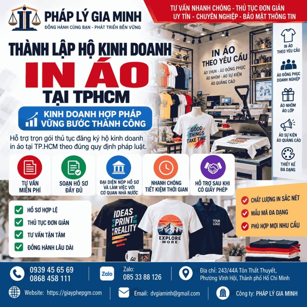 Thành lập hộ kinh doanh in áo tại TPHCM – Điều kiện, ngành nghề và giấy phép liên quan 1 Thành lập hộ kinh doanh in áo tại TPHCM